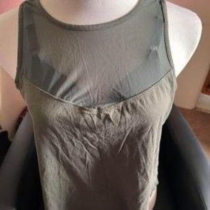 Mesh Front tank Tops Active 1 Shirt Olive Green